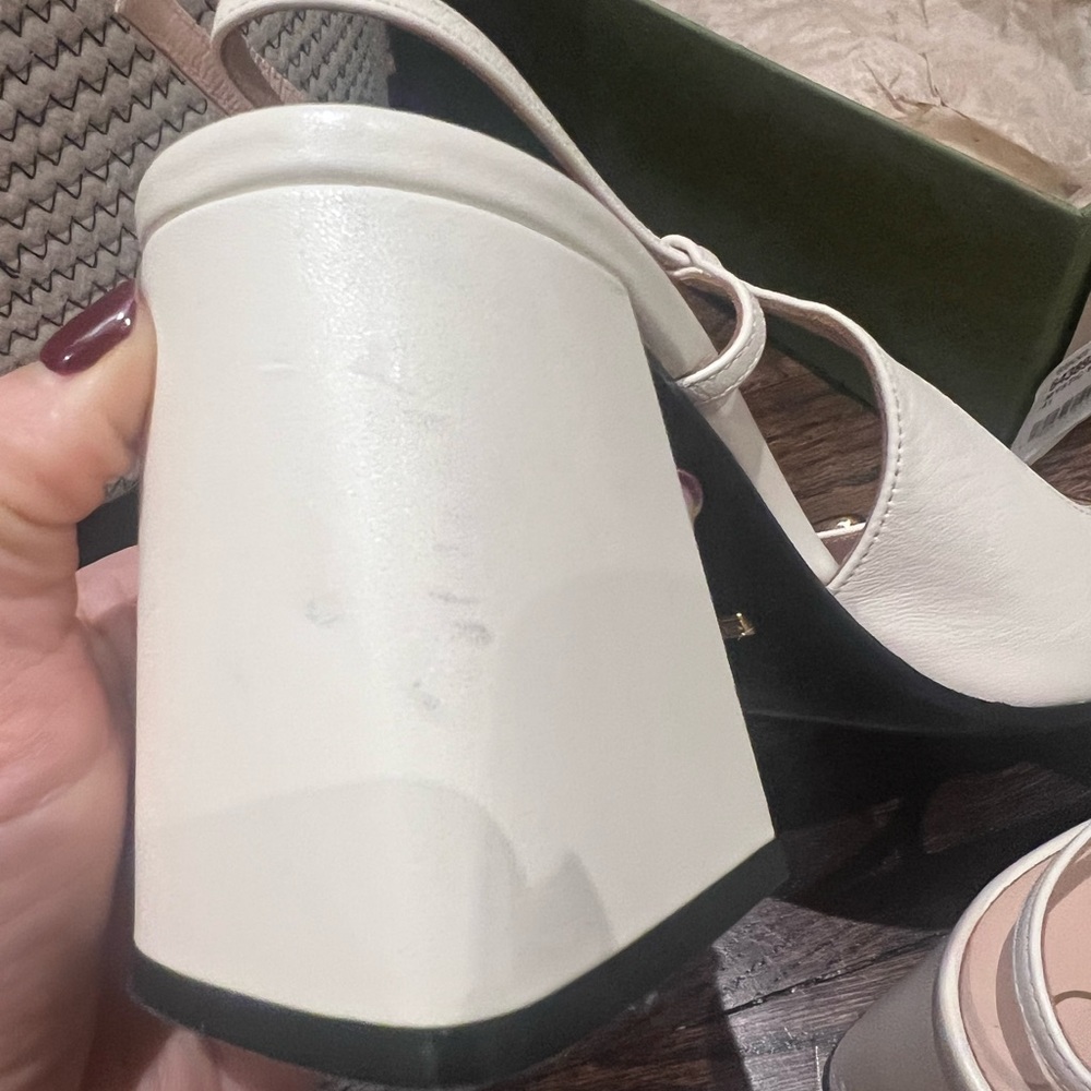 Gucci GG Slingback Horsebit Pumps Chunk Heel Heels Mystic White Leather Sz 41 - Picture 10 of 15